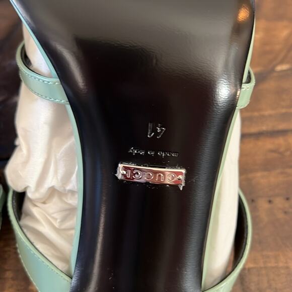 Gucci CR 24 75 Divine Leather High Heel Slip On Mule Horsebit NEW EU 41 US 11 - Picture 7 of 8